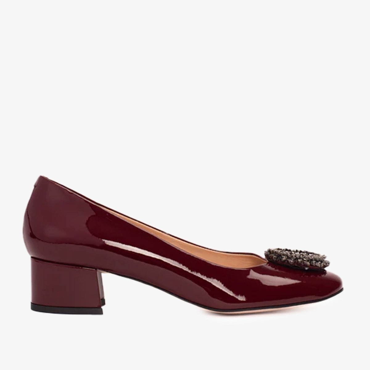 The Danish Burgundy Patent Leather Block Heel Pump Women Shoe - TLW Shoes
