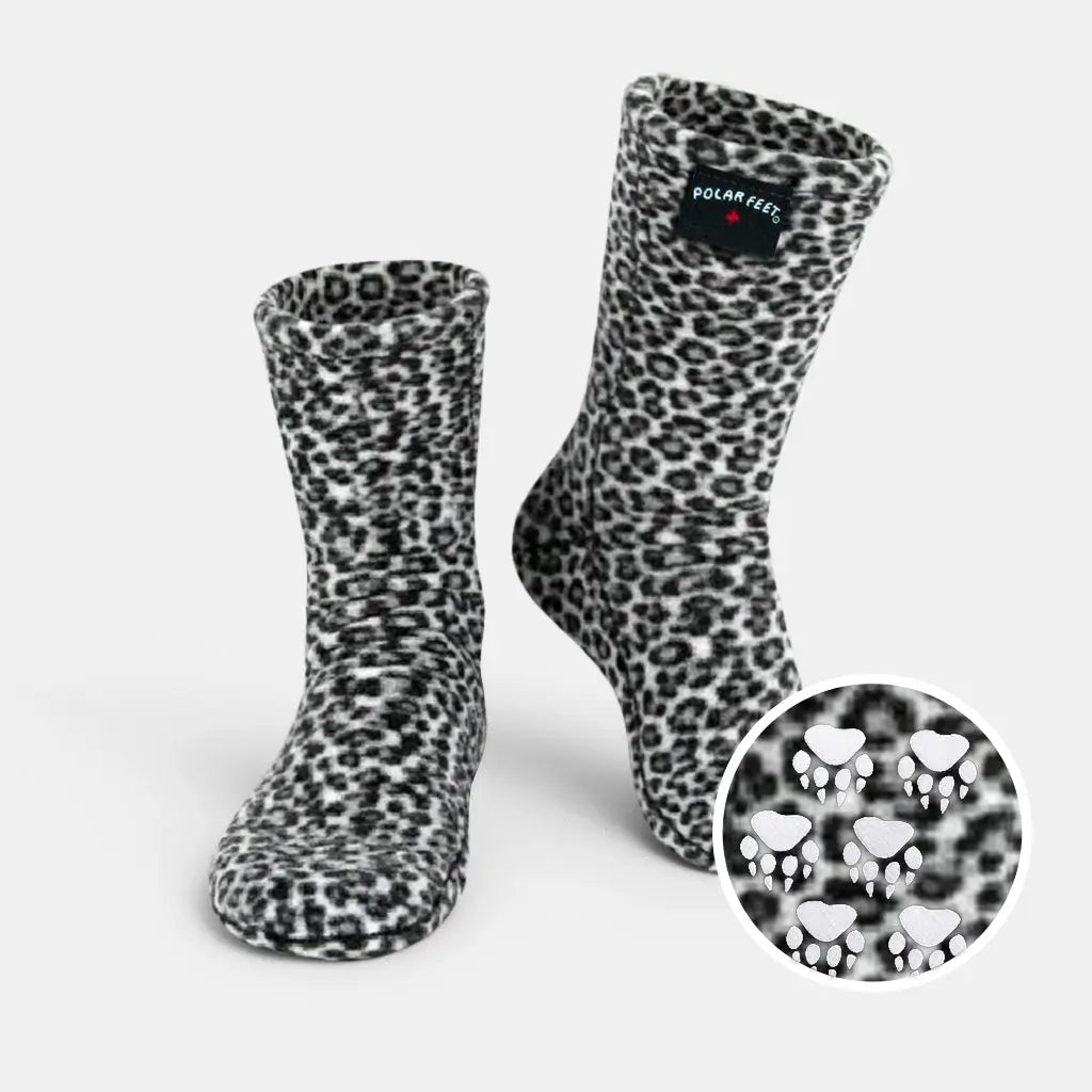 Polar Feet Fleece Socks - Snow Leopard - TLW Shoes