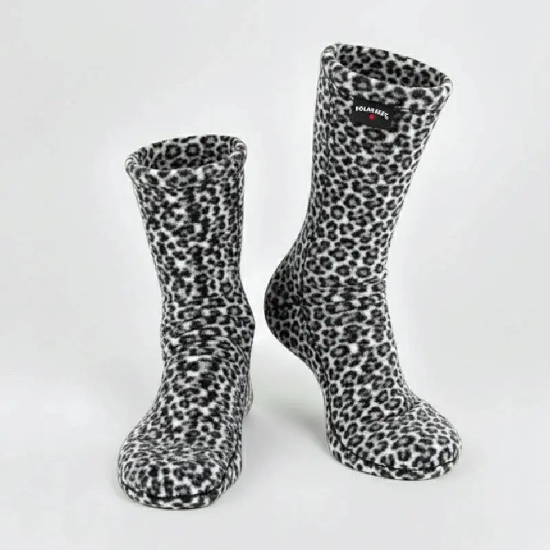 Polar Feet Fleece Socks - Snow Leopard - TLW Shoes