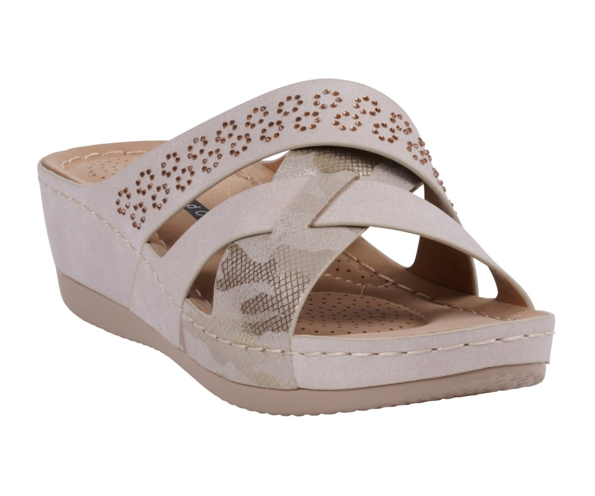 Soraya Gold Wedge Sandal - TLW Shoes