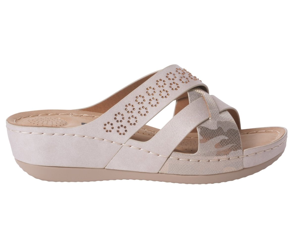 Soraya Gold Wedge Sandal - TLW Shoes