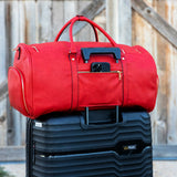 Red Tumbled Leather Weekender Duffle Bag - TLW Shoes