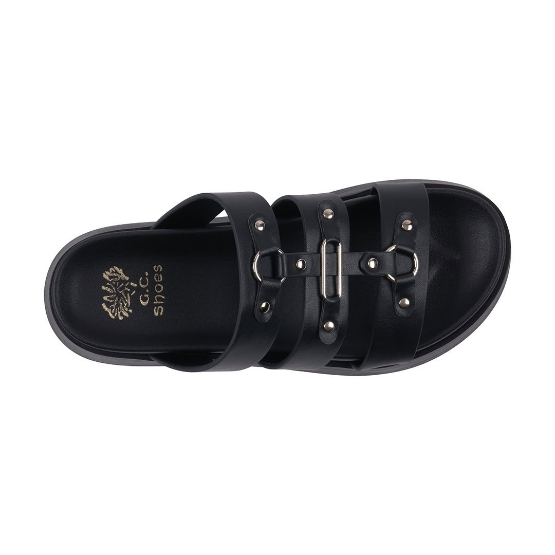 Women's Stevie Black Strappy Slide Platform Sandals - TLW Shoes