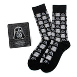 Star Wars Darth Vader and Stormtrooper Black Dress Socks and Darth Vader Lapel Pin Gift Set - TLW Shoes