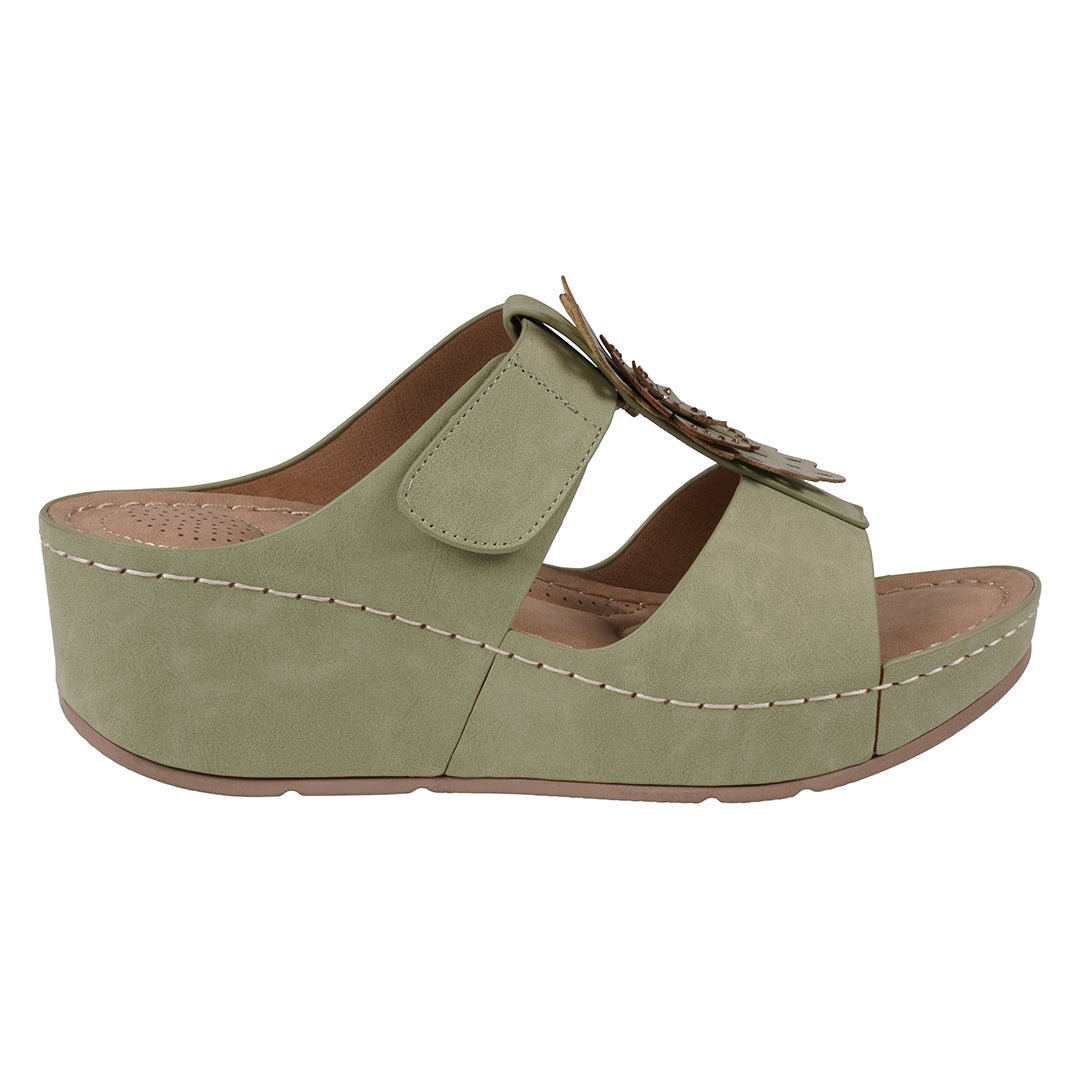 Women's Talia Green Floral Wedge Sandals - TLW Shoes