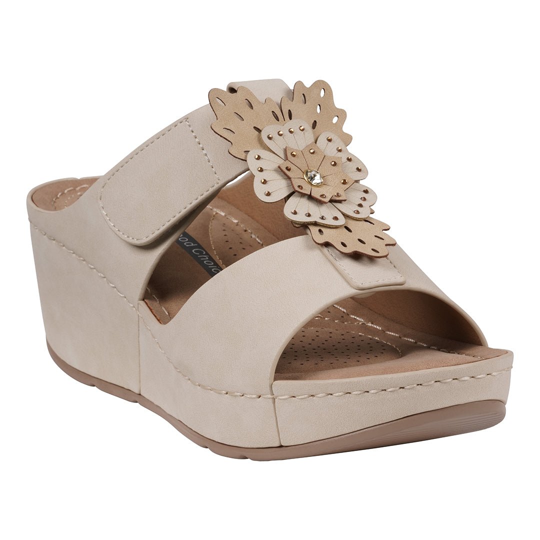 Women's Talia Tan Floral Wedge Sandals - TLW Shoes