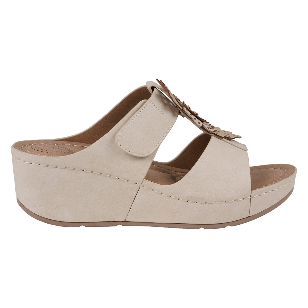 Women's Talia Tan Floral Wedge Sandals - TLW Shoes