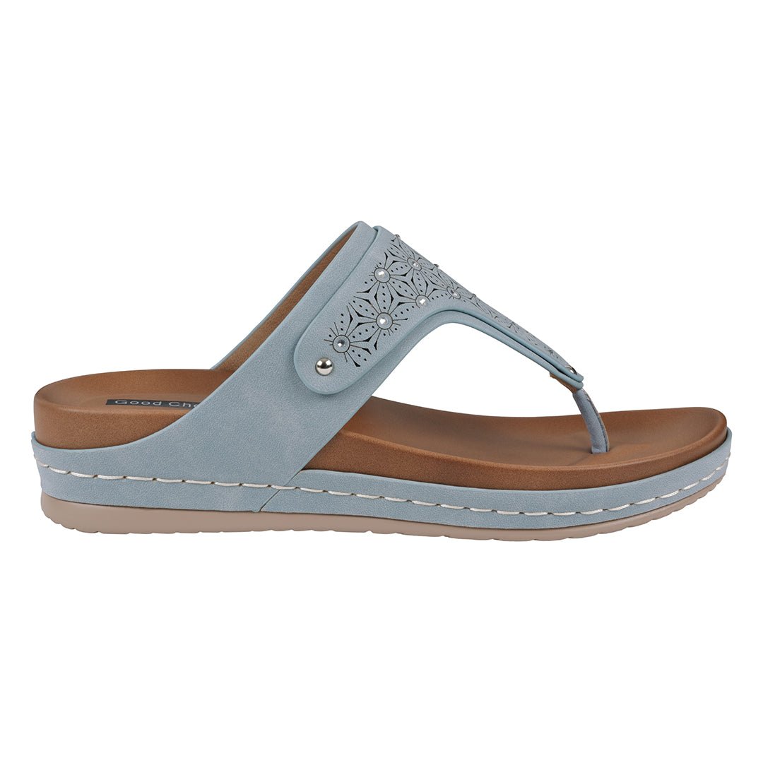 Women's Tani Royal Blue Thong Wedge Sandals - TLW Shoes