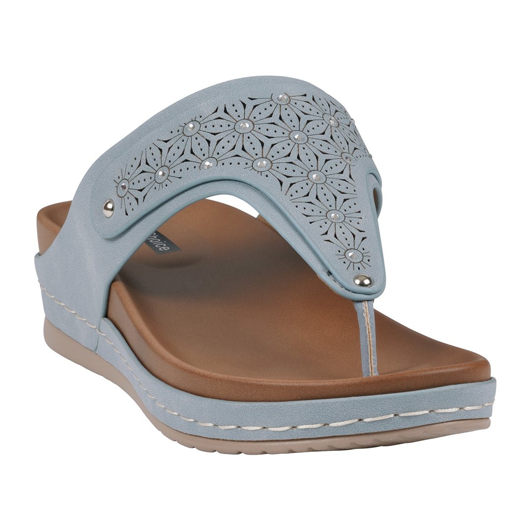Women's Tani Royal Blue Thong Wedge Sandals - TLW Shoes