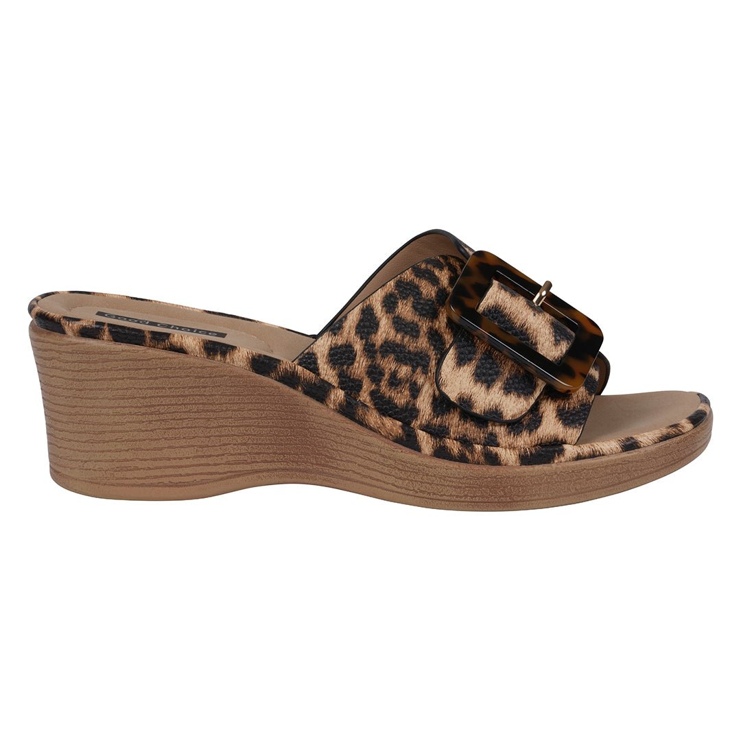 Women's Teri Leopard Wedge Sandals - TLW Shoes
