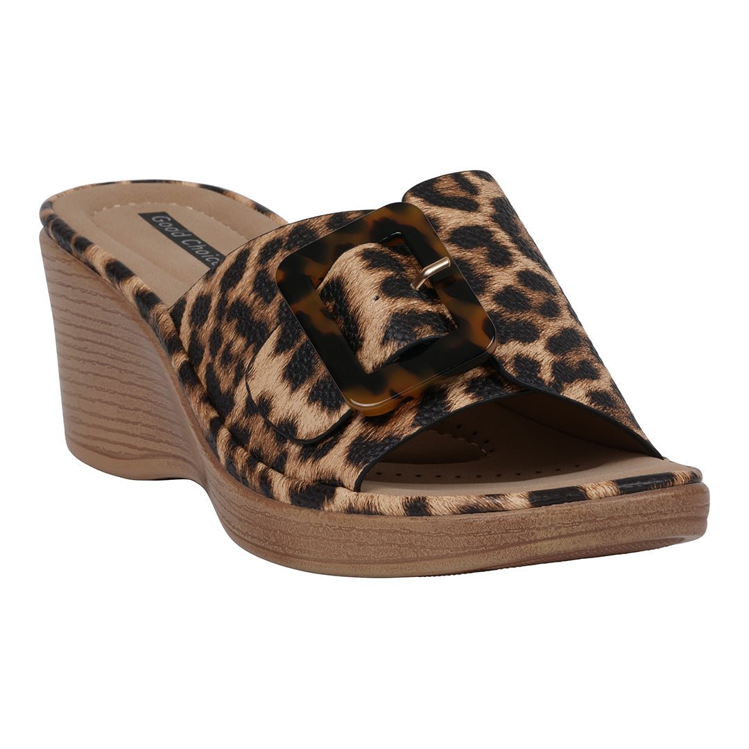 Women's Teri Leopard Wedge Sandals - TLW Shoes