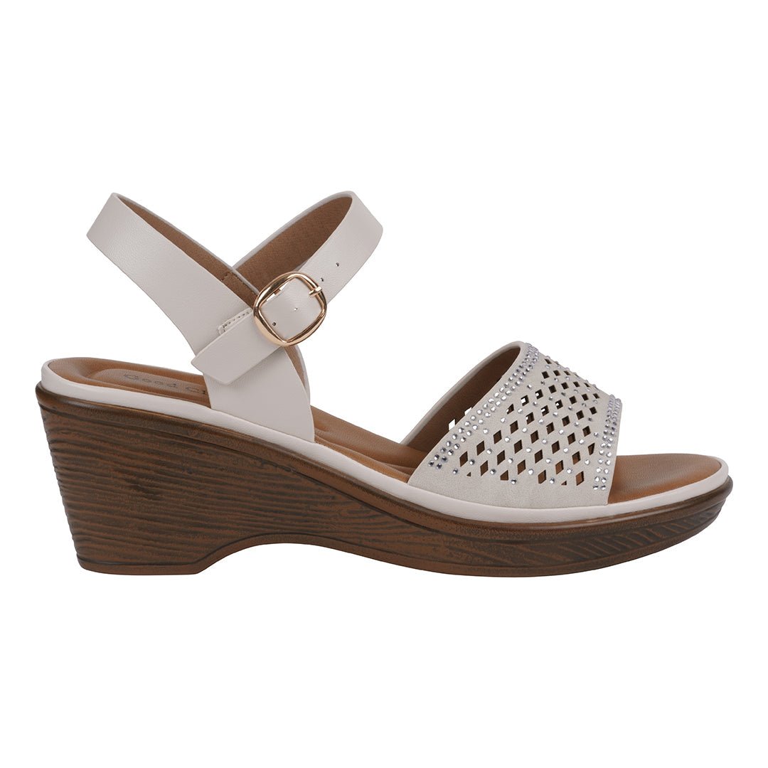Women's West Ivory Wedge Sandals - TLW Shoes