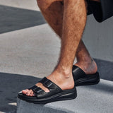 CALTO - X1660 - 2 Inches Taller (Black Buckle) - Dual Adjustable Buckle Sandal - TLW Shoes