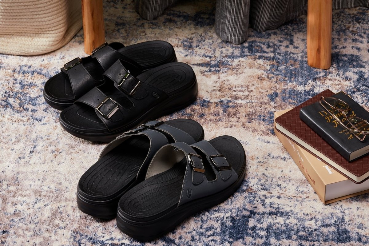 CALTO - X1660 - 2 Inches Taller (Black Buckle) - Dual Adjustable Buckle Sandal - TLW Shoes
