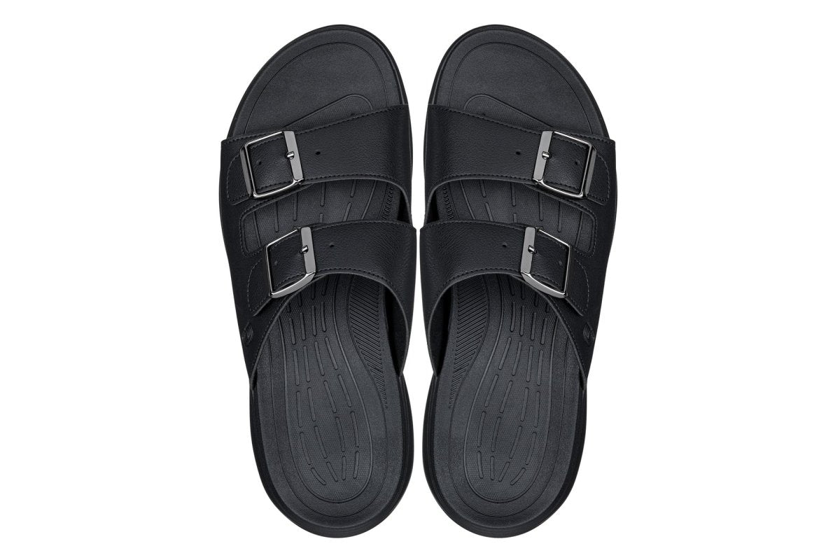 CALTO - X1660 - 2 Inches Taller (Black Buckle) - Dual Adjustable Buckle Sandal - TLW Shoes