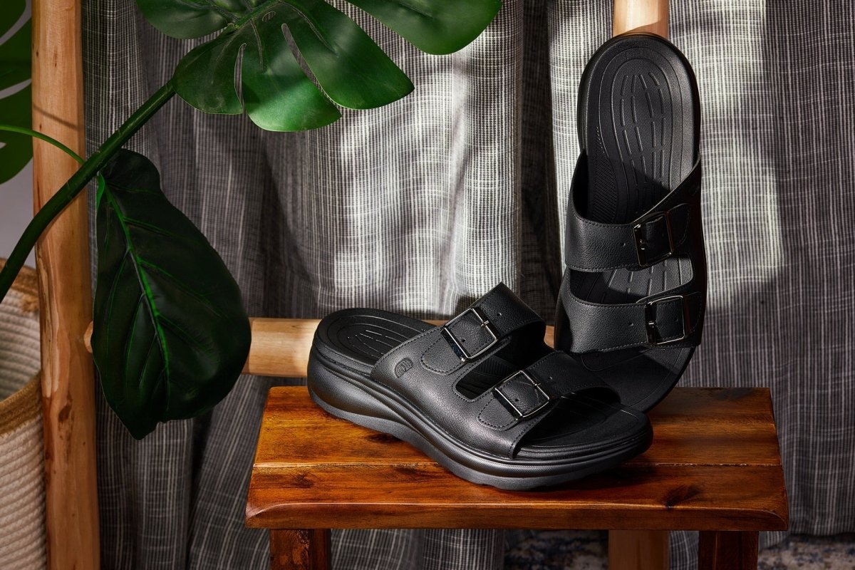CALTO - X1660 - 2 Inches Taller (Black Buckle) - Dual Adjustable Buckle Sandal - TLW Shoes