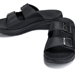 CALTO - X1660 - 2 Inches Taller (Black Buckle) - Dual Adjustable Buckle Sandal - TLW Shoes
