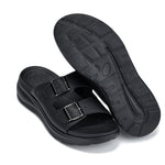 CALTO - X1660 - 2 Inches Taller (Black Buckle) - Dual Adjustable Buckle Sandal - TLW Shoes
