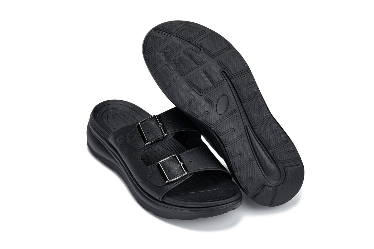 CALTO - X1660 - 2 Inches Taller (Black Buckle) - Dual Adjustable Buckle Sandal - TLW Shoes
