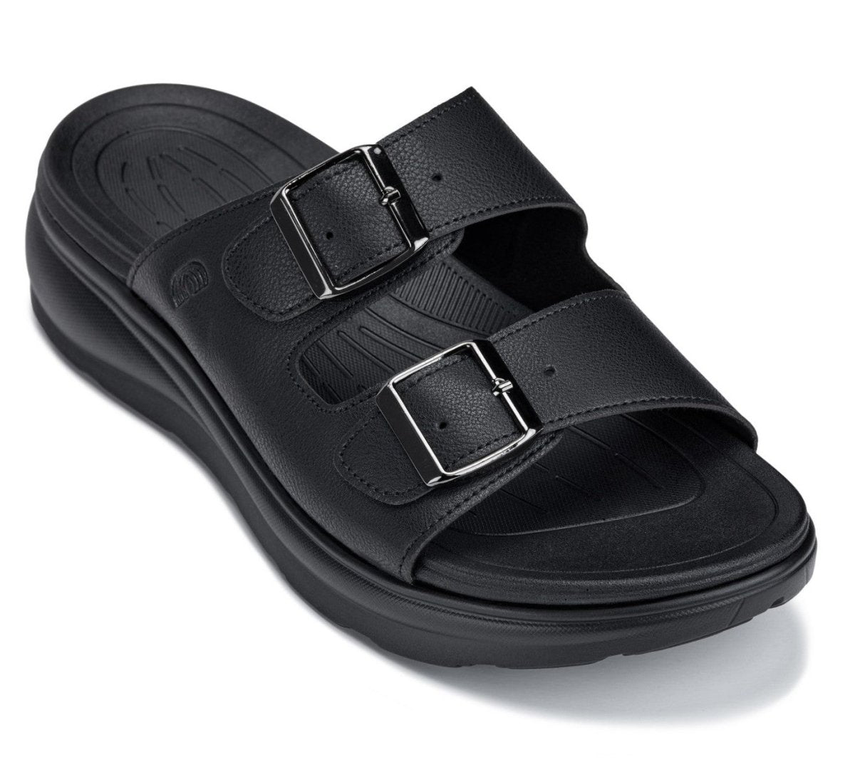 CALTO - X1660 - 2 Inches Taller (Black Buckle) - Dual Adjustable Buckle Sandal - TLW Shoes