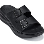 CALTO - X1660 - 2 Inches Taller (Black Buckle) - Dual Adjustable Buckle Sandal - TLW Shoes