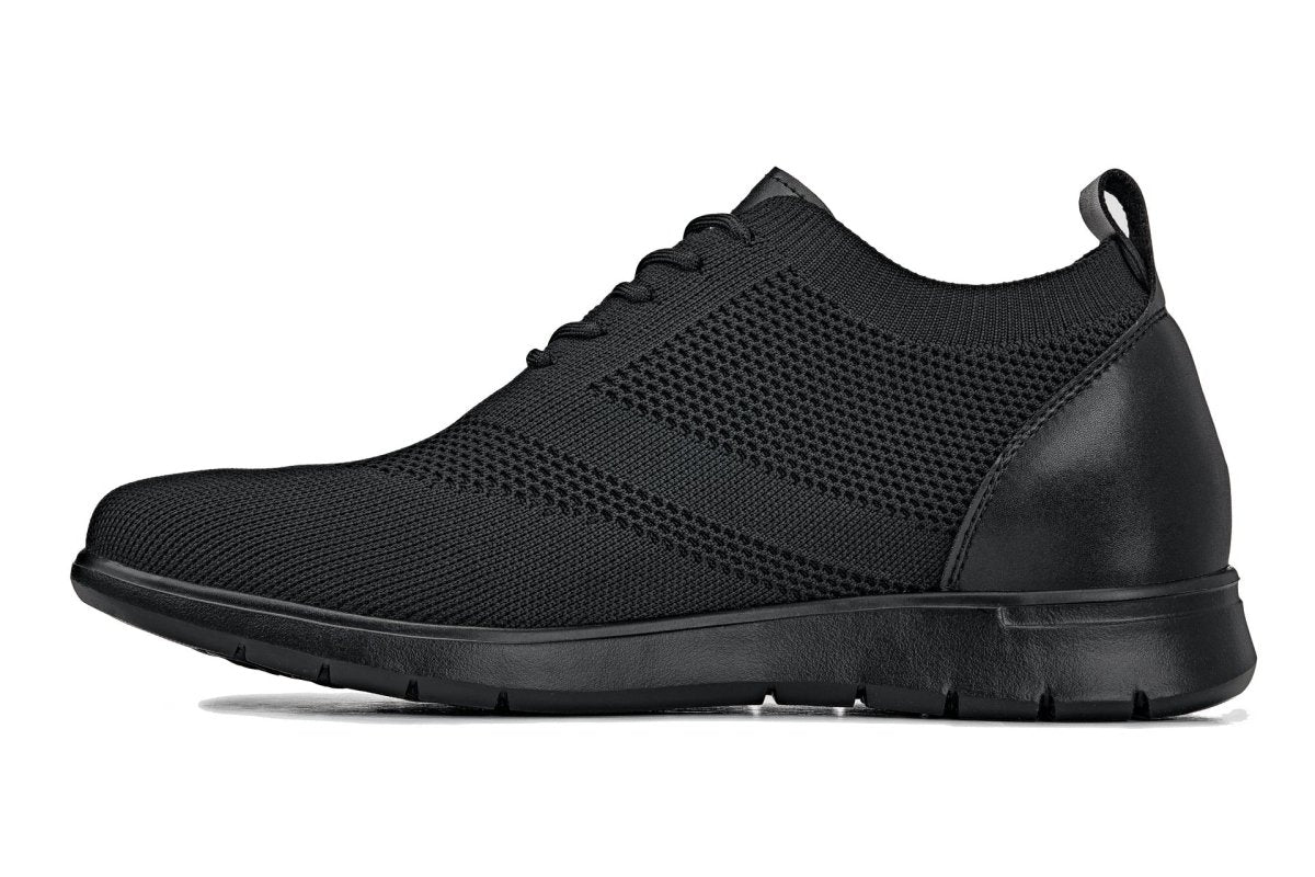 CALTO - X2211 - 2.4 Inches Taller (Black/Black Sole) - Lace Up Casual Walker - Lightweight - TLW Shoes