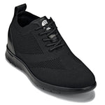 CALTO - X2211 - 2.4 Inches Taller (Black/Black Sole) - Lace Up Casual Walker - Lightweight - TLW Shoes