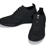 CALTO - X2211 - 2.4 Inches Taller (Black/Black Sole) - Lace Up Casual Walker - Lightweight - TLW Shoes