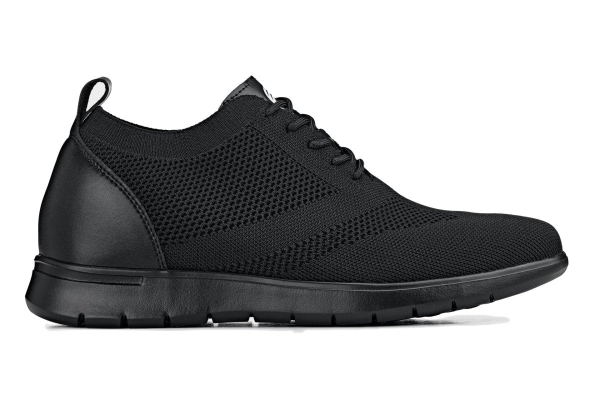 CALTO - X2211 - 2.4 Inches Taller (Black/Black Sole) - Lace Up Casual Walker - Lightweight - TLW Shoes