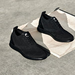 CALTO - X2211 - 2.4 Inches Taller (Black/Black Sole) - Lace Up Casual Walker - Lightweight - TLW Shoes