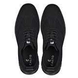 CALTO - X2211 - 2.4 Inches Taller (Black/Black Sole) - Lace Up Casual Walker - Lightweight - TLW Shoes