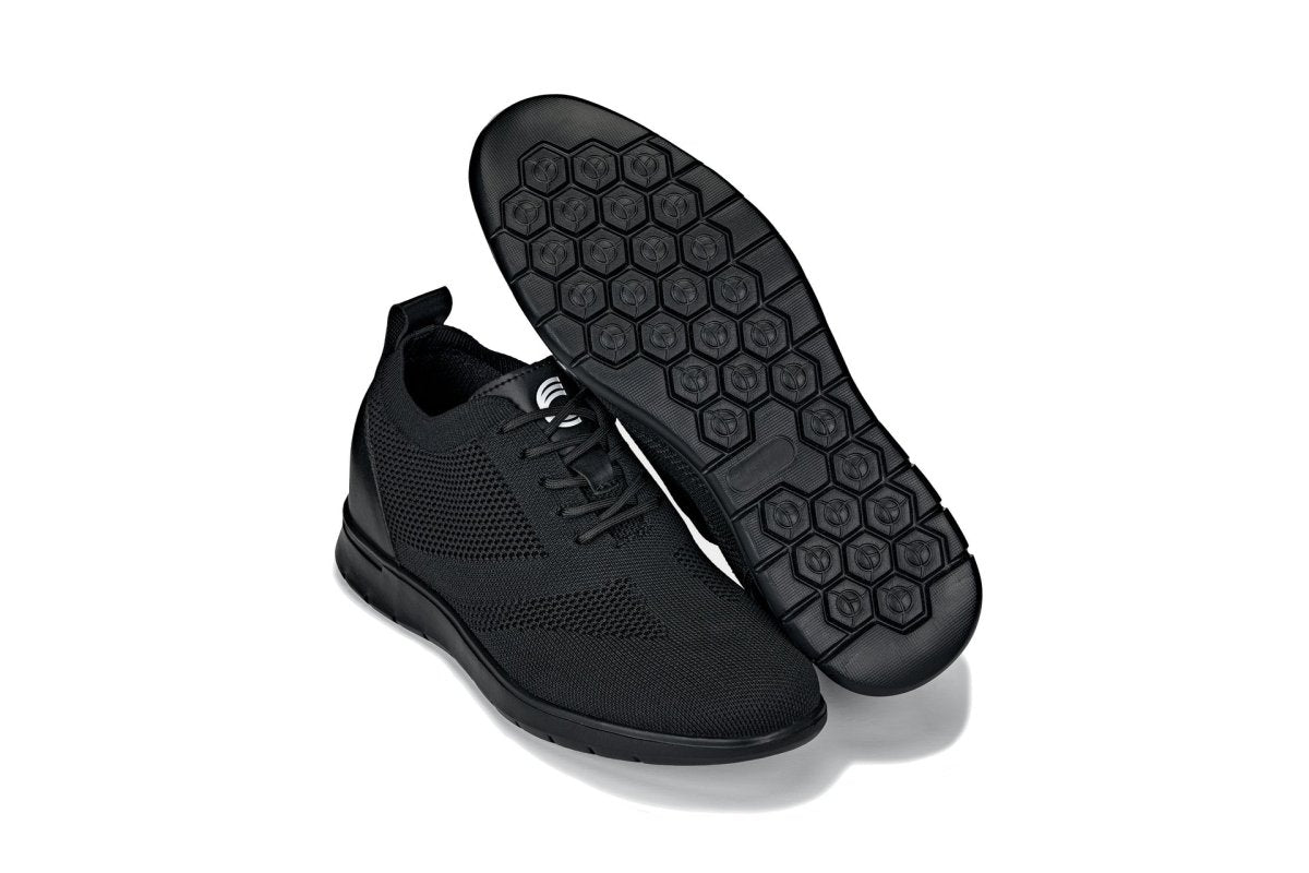 CALTO - X2211 - 2.4 Inches Taller (Black/Black Sole) - Lace Up Casual Walker - Lightweight - TLW Shoes