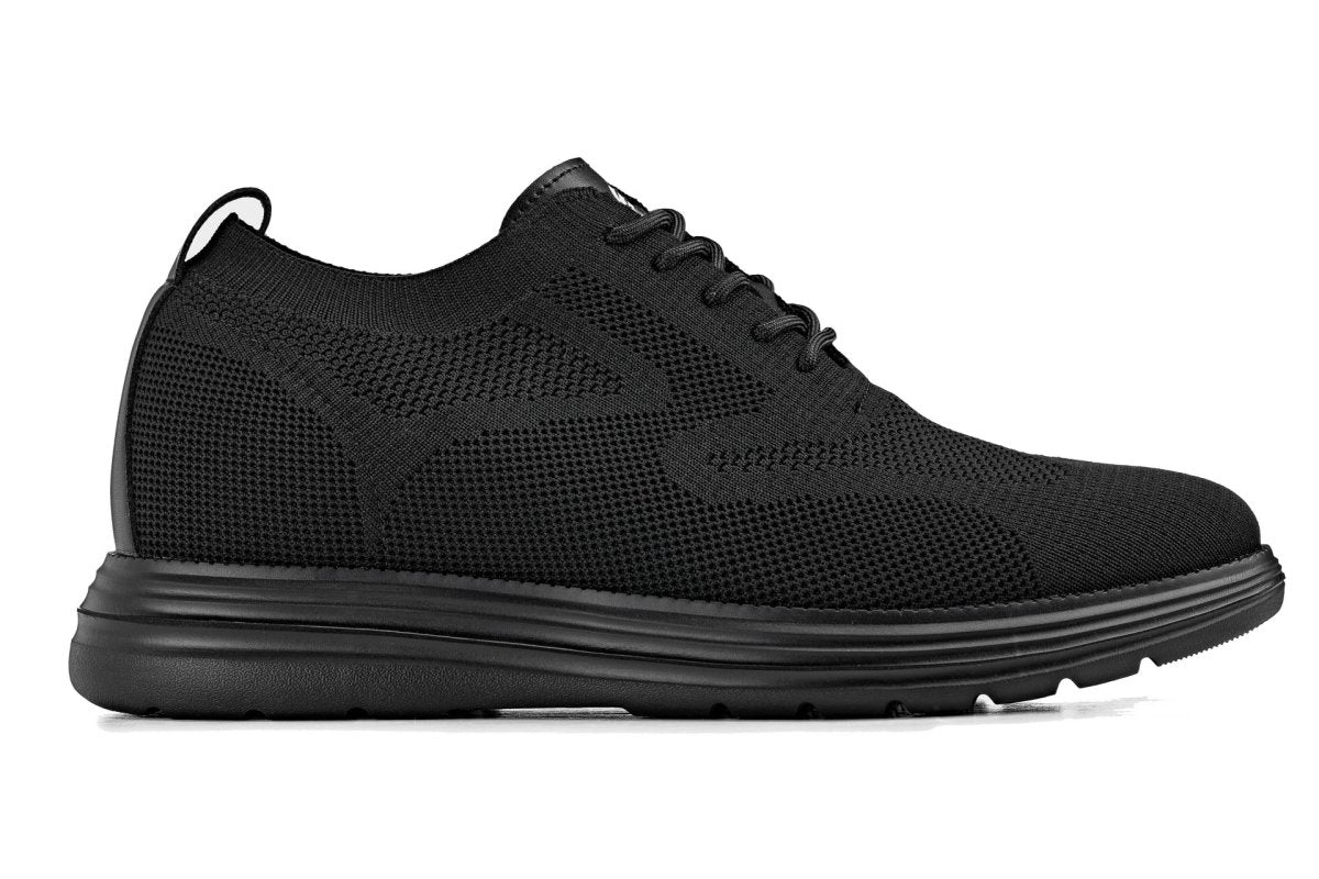 CALTO - X2631 - 2.8 Inches Taller (Black/Black Sole) - Lace Up Casual Walker - Lightweight - TLW Shoes