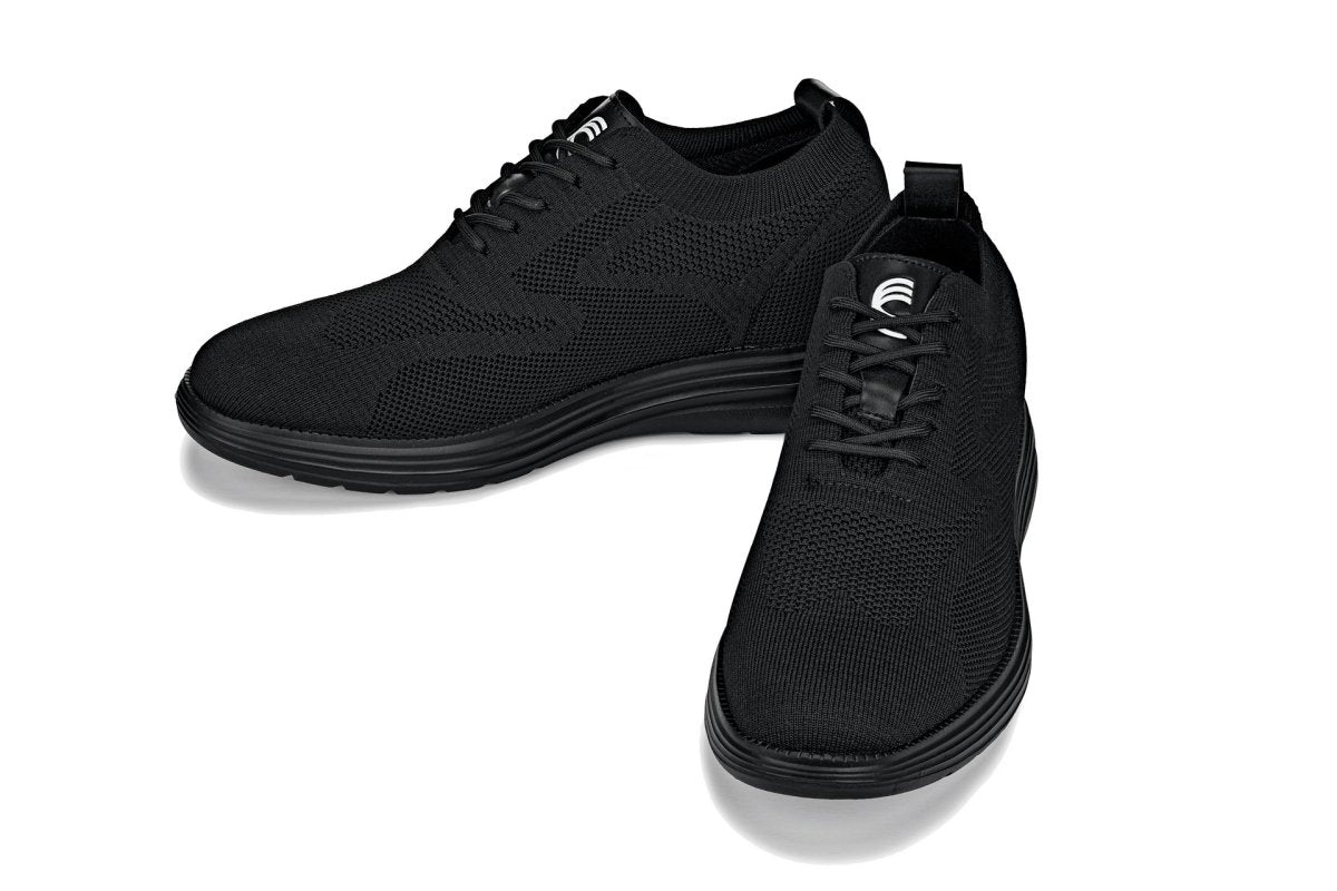 CALTO - X2631 - 2.8 Inches Taller (Black/Black Sole) - Lace Up Casual Walker - Lightweight - TLW Shoes