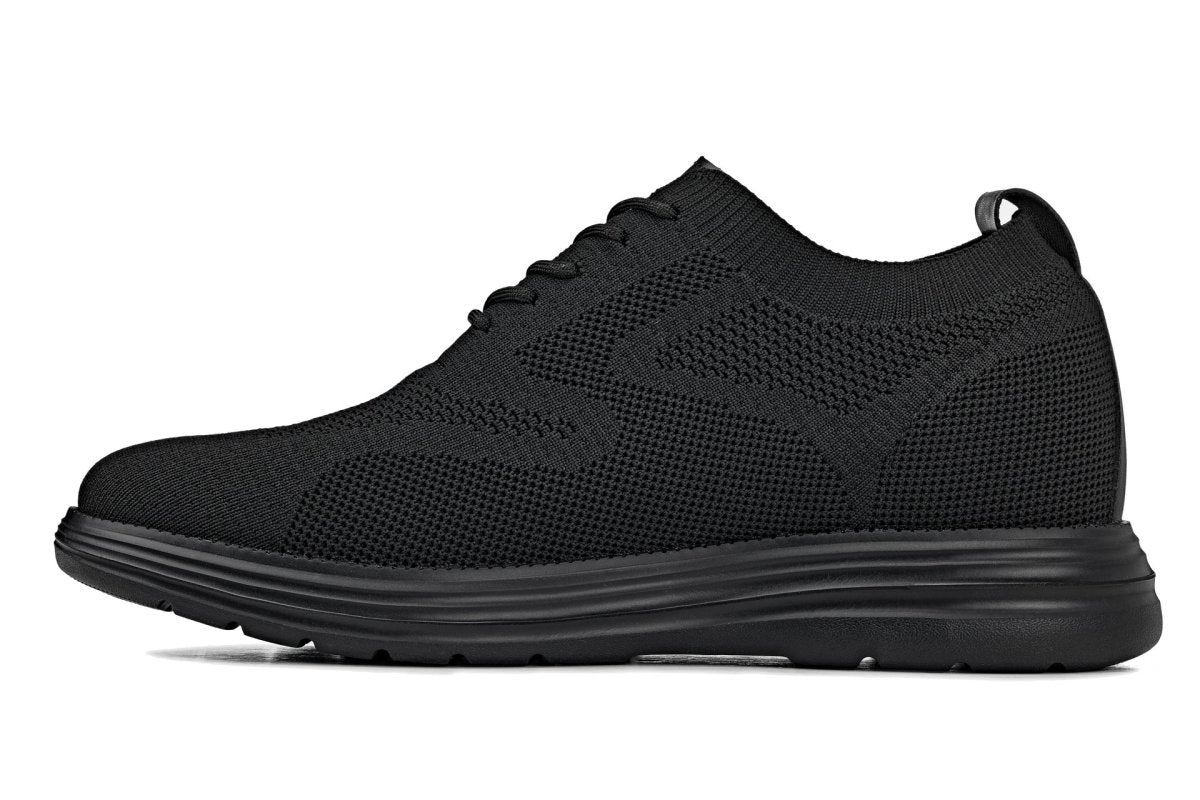 CALTO - X2631 - 2.8 Inches Taller (Black/Black Sole) - Lace Up Casual Walker - Lightweight - TLW Shoes