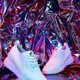 CALTO - X2633 - 2.8 Inches Taller (White) - Lace Up Casual Walker - Lightweight - TLW Shoes