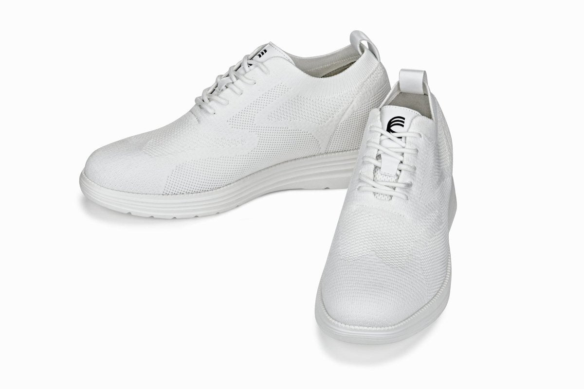 CALTO - X2633 - 2.8 Inches Taller (White) - Lace Up Casual Walker - Lightweight - TLW Shoes