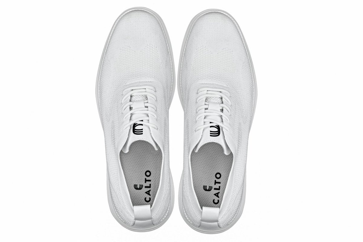 CALTO - X2633 - 2.8 Inches Taller (White) - Lace Up Casual Walker - Lightweight - TLW Shoes