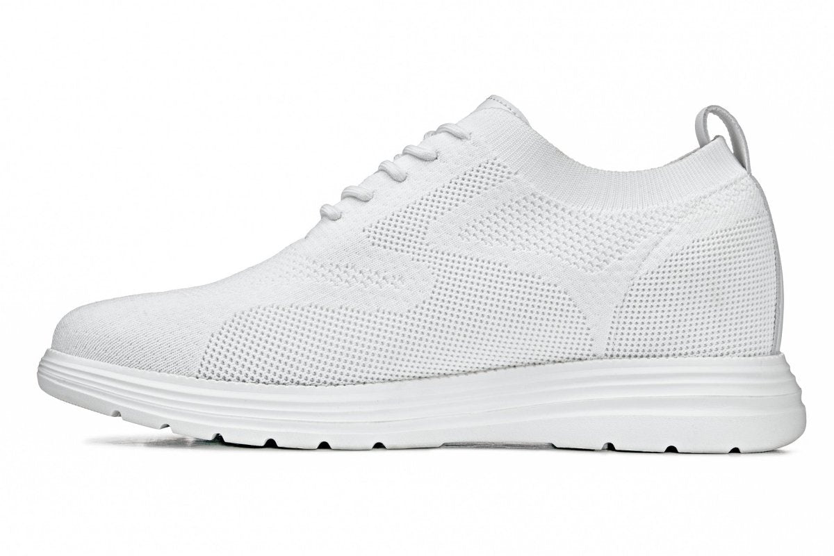 CALTO - X2633 - 2.8 Inches Taller (White) - Lace Up Casual Walker - Lightweight - TLW Shoes