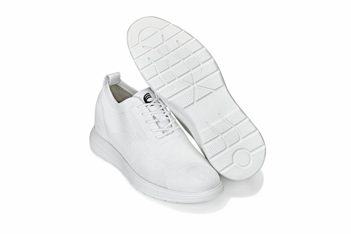 CALTO - X2633 - 2.8 Inches Taller (White) - Lace Up Casual Walker - Lightweight - TLW Shoes