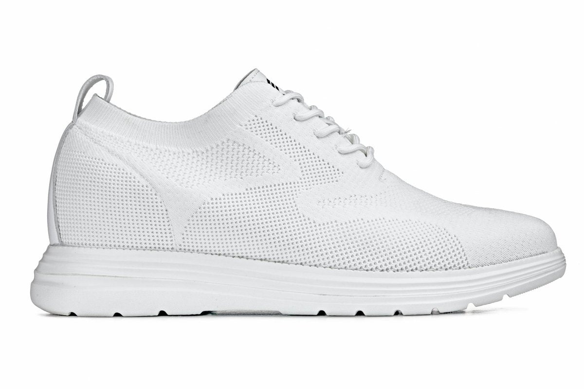 CALTO - X2633 - 2.8 Inches Taller (White) - Lace Up Casual Walker - Lightweight - TLW Shoes