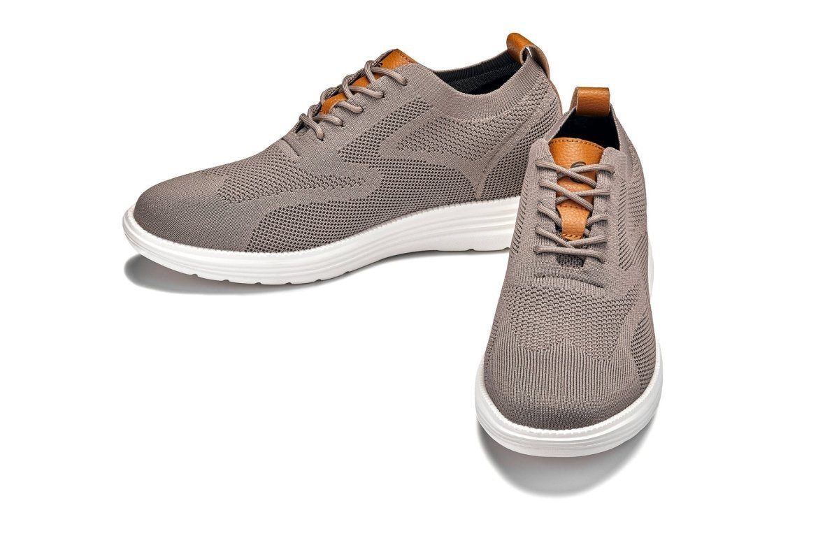 CALTO - X2638 - 2.8 Inches Taller (Khaki/Brown) - Lace Up Casual Walker - Lightweight - TLW Shoes