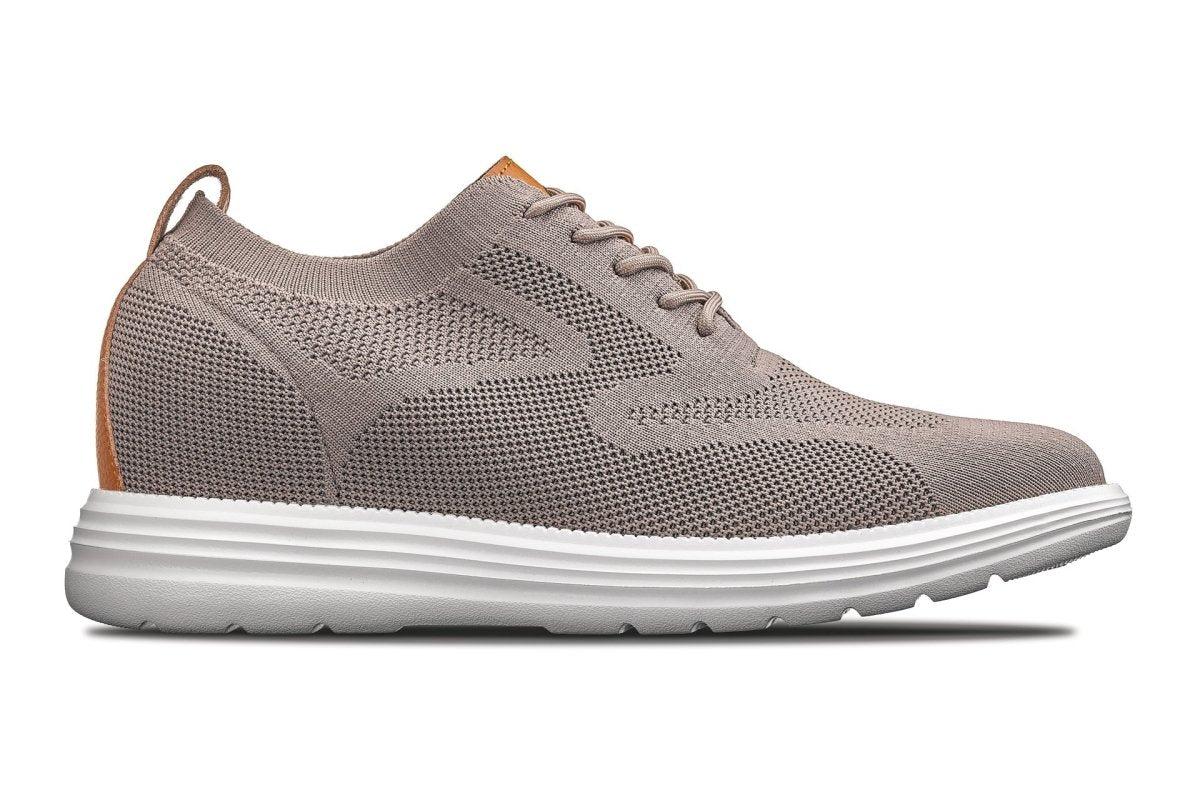 CALTO - X2638 - 2.8 Inches Taller (Khaki/Brown) - Lace Up Casual Walker - Lightweight - TLW Shoes