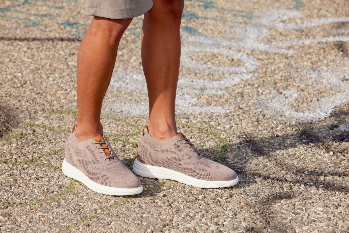 CALTO - X2638 - 2.8 Inches Taller (Khaki/Brown) - Lace Up Casual Walker - Lightweight - TLW Shoes