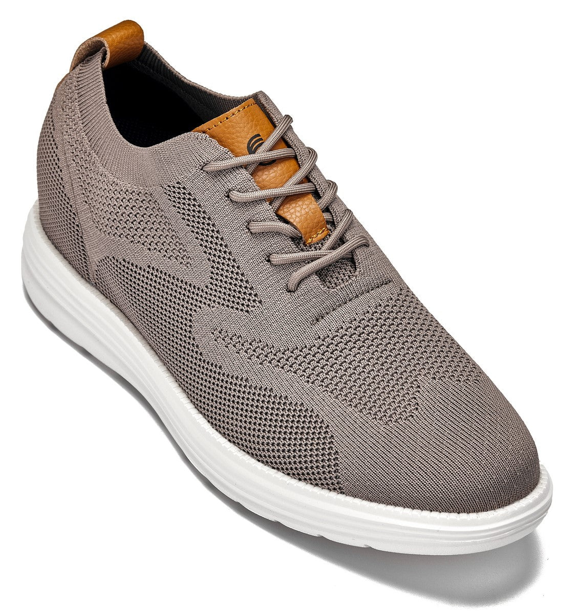 CALTO - X2638 - 2.8 Inches Taller (Khaki/Brown) - Lace Up Casual Walker - Lightweight - TLW Shoes