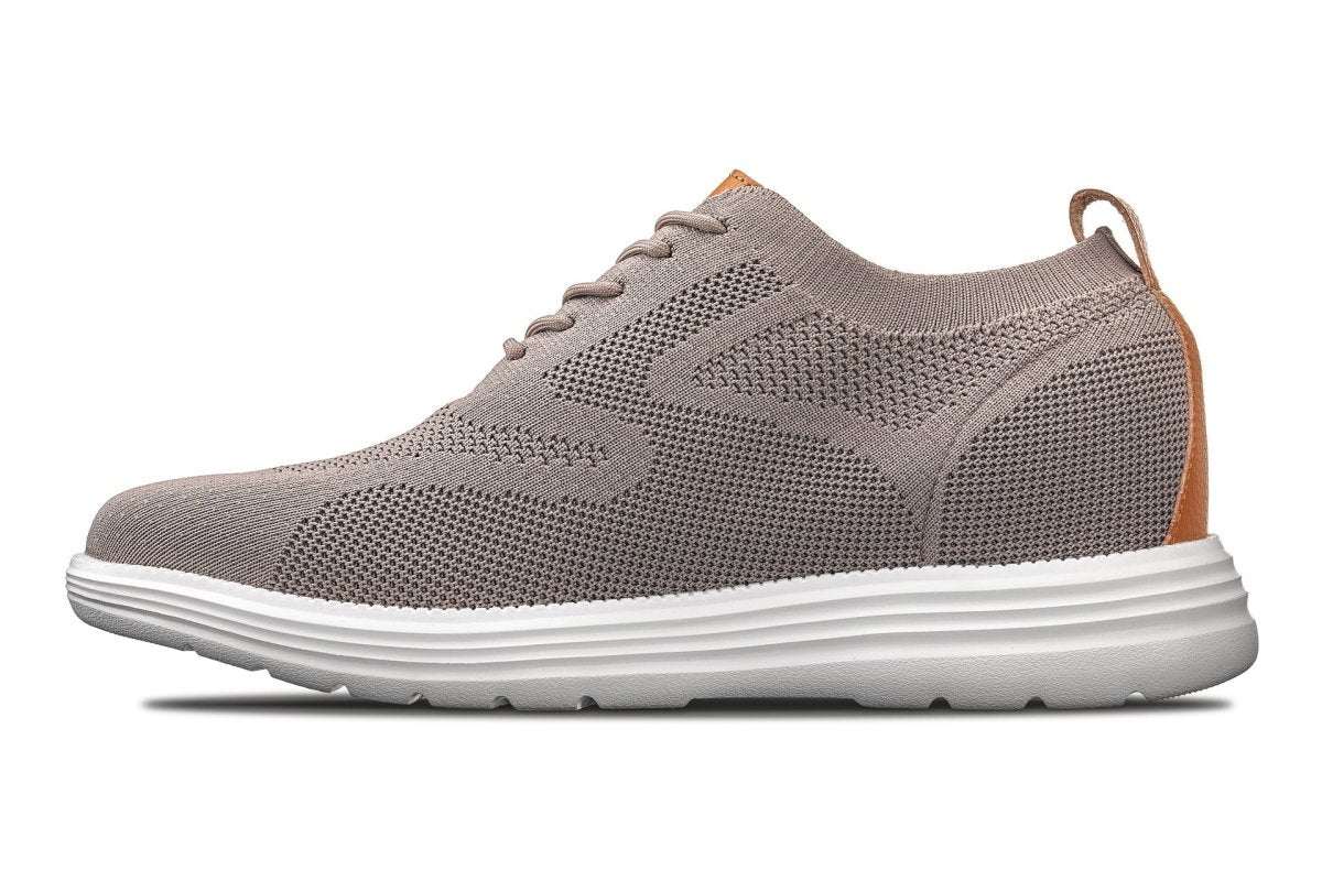 CALTO - X2638 - 2.8 Inches Taller (Khaki/Brown) - Lace Up Casual Walker - Lightweight - TLW Shoes