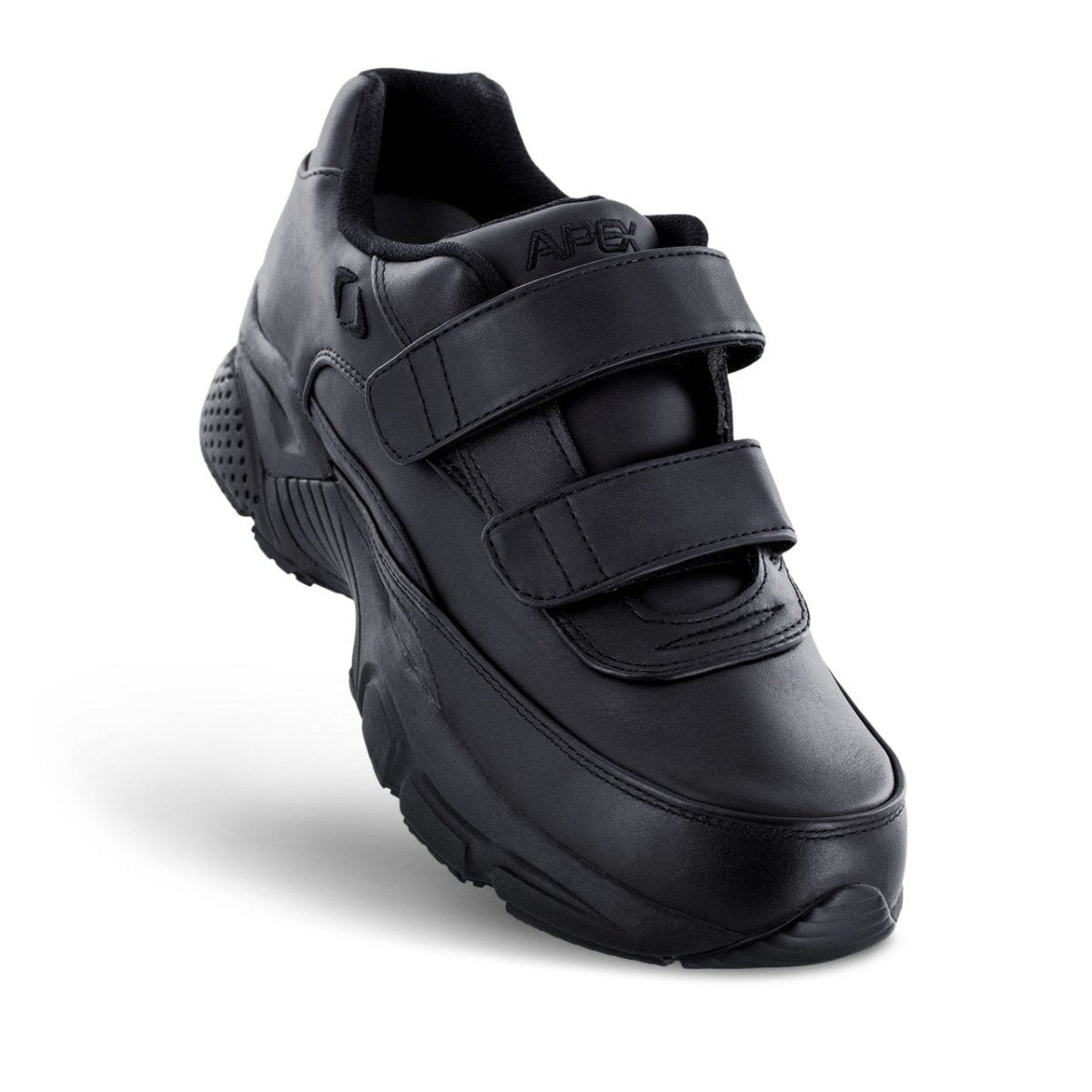 APEX X920M STRAP DBL VELCRO WALK MEN'S SHOE IN BLACK. - TLW Shoes