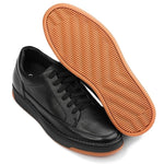 CALTO - Y7931 - 2.6 Inches Taller (Noir/Black & Gum Sole) - Elevated Leather Micro - Perforated Sneakers - TLW Shoes