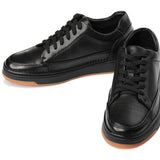 CALTO - Y7931 - 2.6 Inches Taller (Noir/Black & Gum Sole) - Elevated Leather Micro - Perforated Sneakers - TLW Shoes