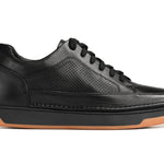 CALTO - Y7931 - 2.6 Inches Taller (Noir/Black & Gum Sole) - Elevated Leather Micro - Perforated Sneakers - TLW Shoes